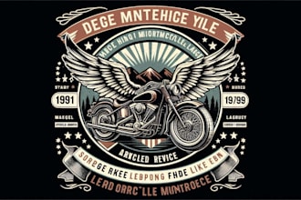 design a vintage motorcycle logo with t shirt design