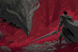 draw custom dark berserk style art in high quality