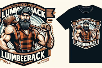 design a vintage lumberjack logo with t shirt design