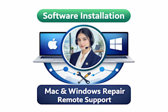 install any software, fix windows or mac errors and provide remote PC support