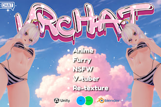 do anime 3d model, vrchat avatar, cell shade, toon shade, vrc avatar, 3d vtuber