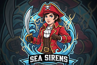 create a pirate mascot logo with t shirt design