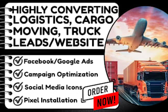 generate logistics leads trucking moving cargo leads and build logistics website