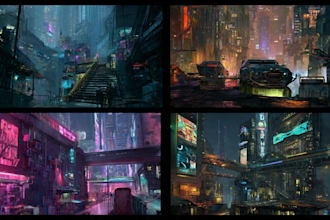 design an illustration of futuristic cyberpunk city