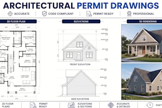 do autocad architectural drawing for permit