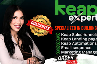 build keap sales funnel, landing pages with email and SMS automation campaigns