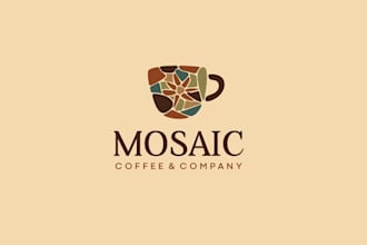 design unique mosaic cafe logo