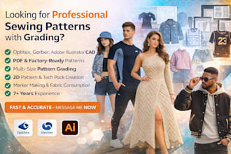 create factory ready sewing patterns PDF, dxf with grading