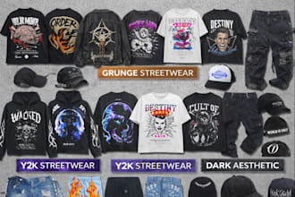 design your streetwear clothing brand in,grunge,opium styles