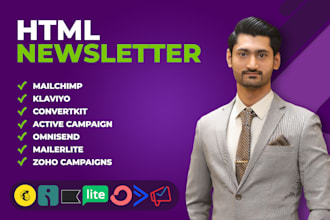 convert psd, xd, figma to html email newsletter for mailchimp, klaviyo, and more