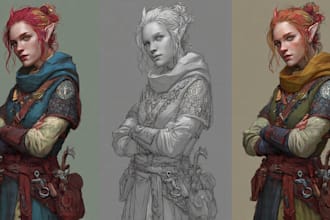 draw anime, realistic portrait or dnd character