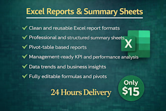 create excel reports, dashboards and summary sheets