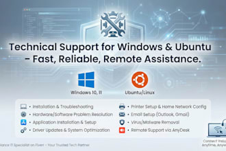 provide professional IT support for windows and ubuntu linux
