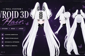 custom vroid 3d hair stylish, bold and anime