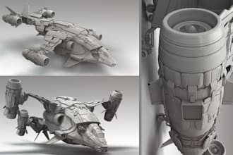 build 3d fighter and science spaceship model for film, game and hard surface mod