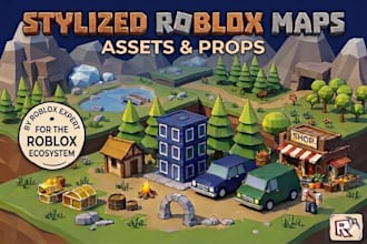 build low poly stylized roblox maps, assets or models
