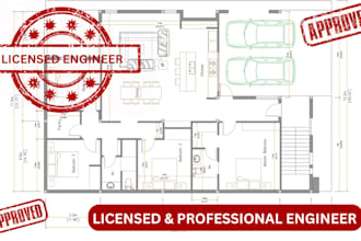 review, draft  stamp architectural engineering mep floor plans for city permit