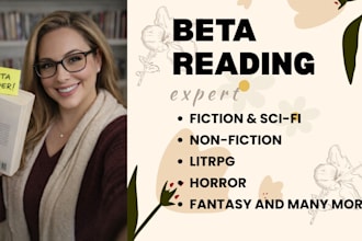 beta read fiction, nonfiction, sci fi and fantasy with honest feedback