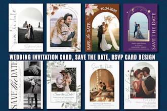 wedding invitation card, save the date, rsvp 12hrs design