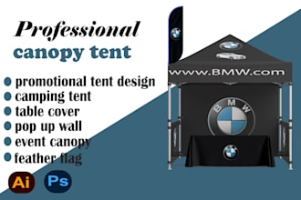 do tent design,table cover, flag, repeat banner, backdrop