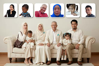 create family portraits from separate photos make natural and identity keep
