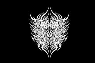 draw technical, progressive metal style logo
