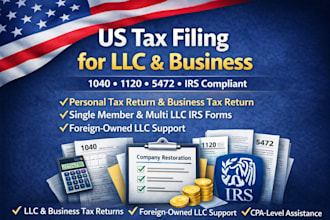 do us tax filing, tax returns, llc tax, business tax, 1120, 5472, 1040, cpa