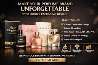 design luxury perfume label and box packaging design for you, box design