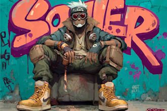 design a badass character illustration graffiti style