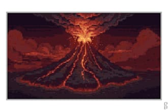create illustrative pixel art wallpapers with rich colors