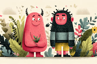 draw a cute and funny cartoon illustration
