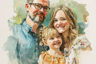 create a watercolor family portrait