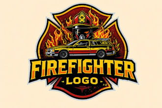 do custom firefighter and fire department logo design