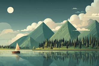 draw a flat vector landscape illustration