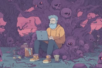 draw a digital cartoon illustration