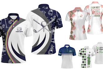 create print pattern golf polo t shirt design and mockup for you