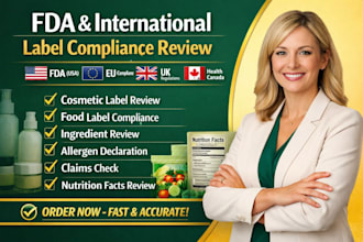 review cosmetic or food product labels for fda, eu, UK, and canada compliance