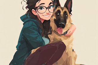 draw pet portrait character logo and friendship portrait