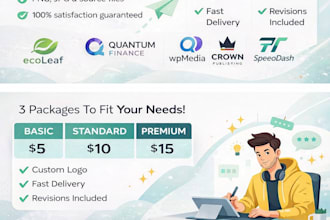create a clean and unique logo for startups and small businesses