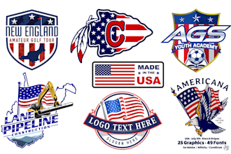 design usa flag, american, patriotic logo and t shirt