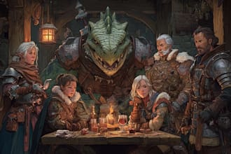 create custom dnd character or party art work