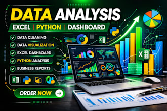 do data analysis, excel dashboard, python data analysis and visualization