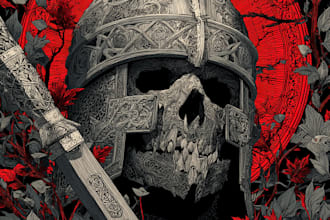 draw dark art heavy metal illustration for tshirt design