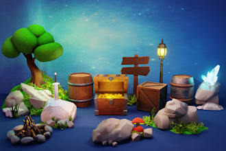 create game ready low poly 3d environment assets