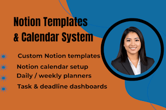 create notion templates, dashboards, notion setup calendar systems