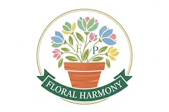 design a fresh and elegant flower pot logo for your brand