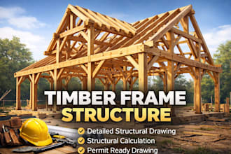 design timber or wood structure, framing and trusses plan
