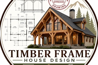 design timber or wood structure, framing and trusses plan