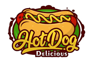 design wonderful hotdog logo in illustrator