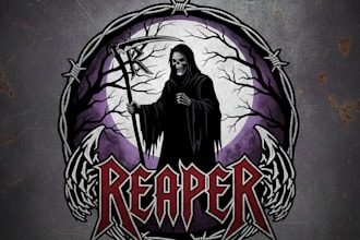 design a dark and powerful reaper logo for your brand